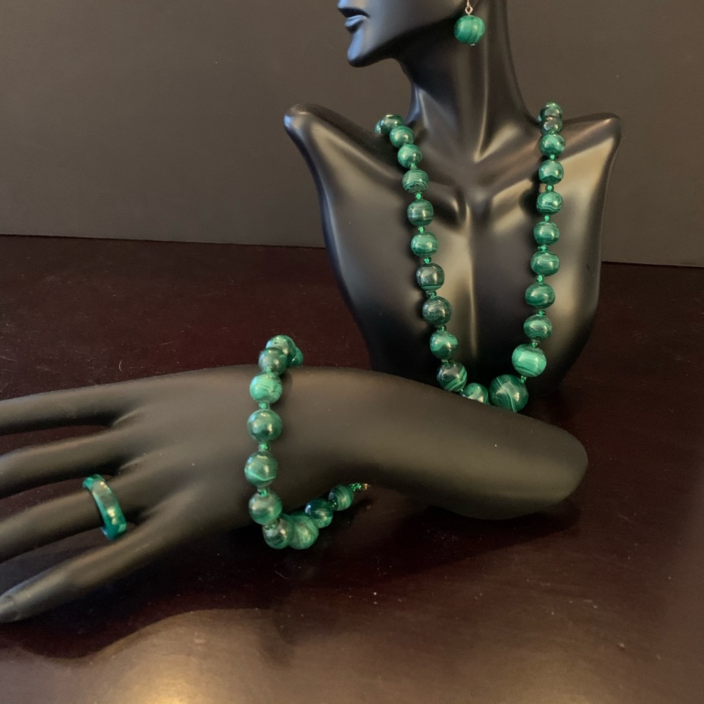 3pc Malachite beaded set